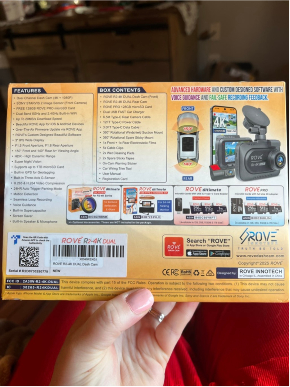 Rove R2-4K Dual Dash Cam One Size Black